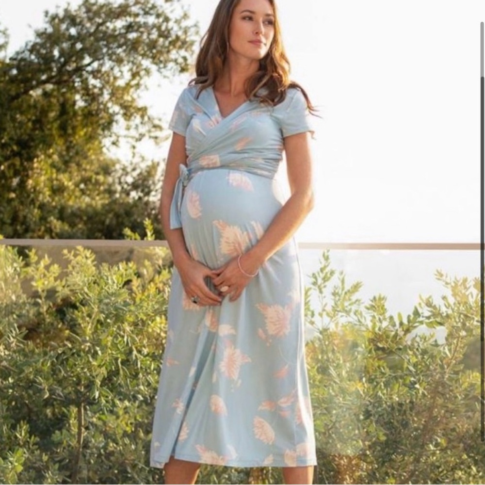 Seraphine Blue Flutter Sleeve V-Neck Midi Dress
